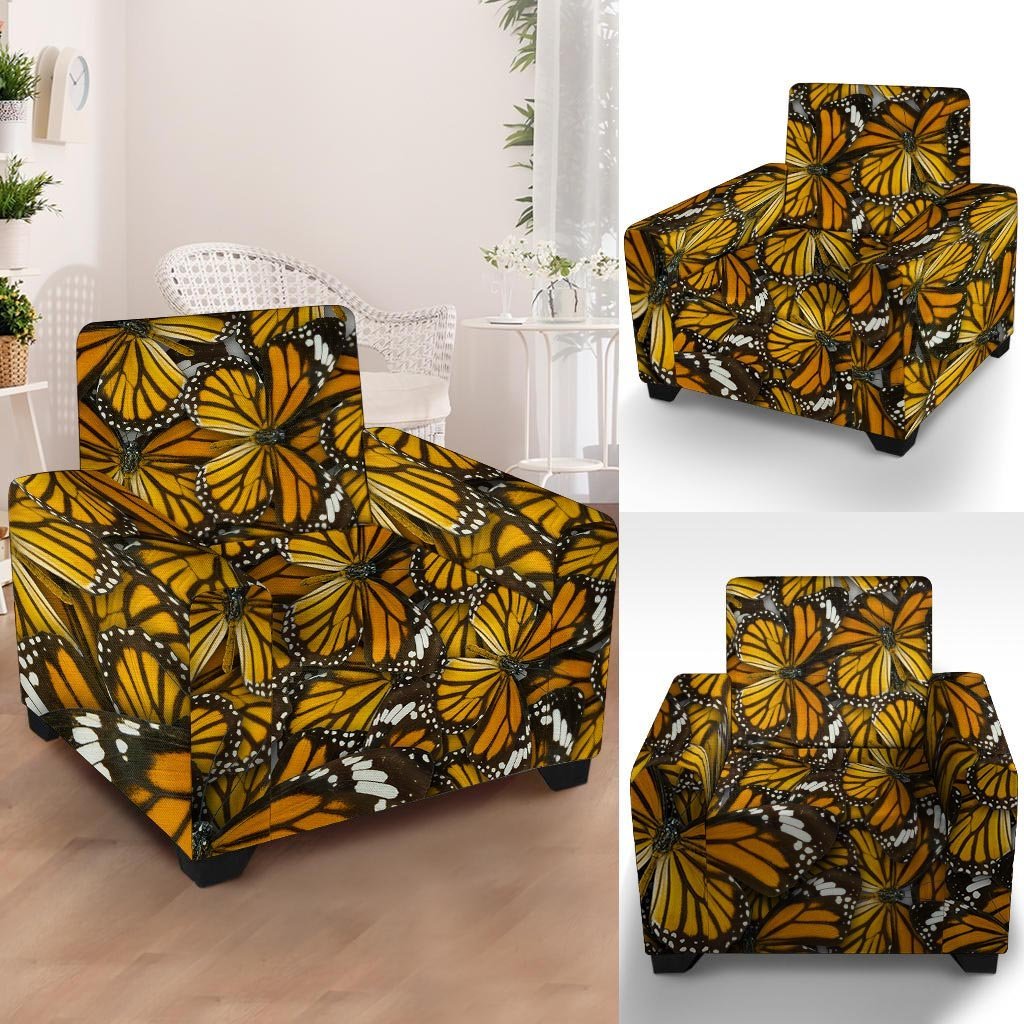 Monarch Butterfly Pattern Print Armchair Cover-grizzshop