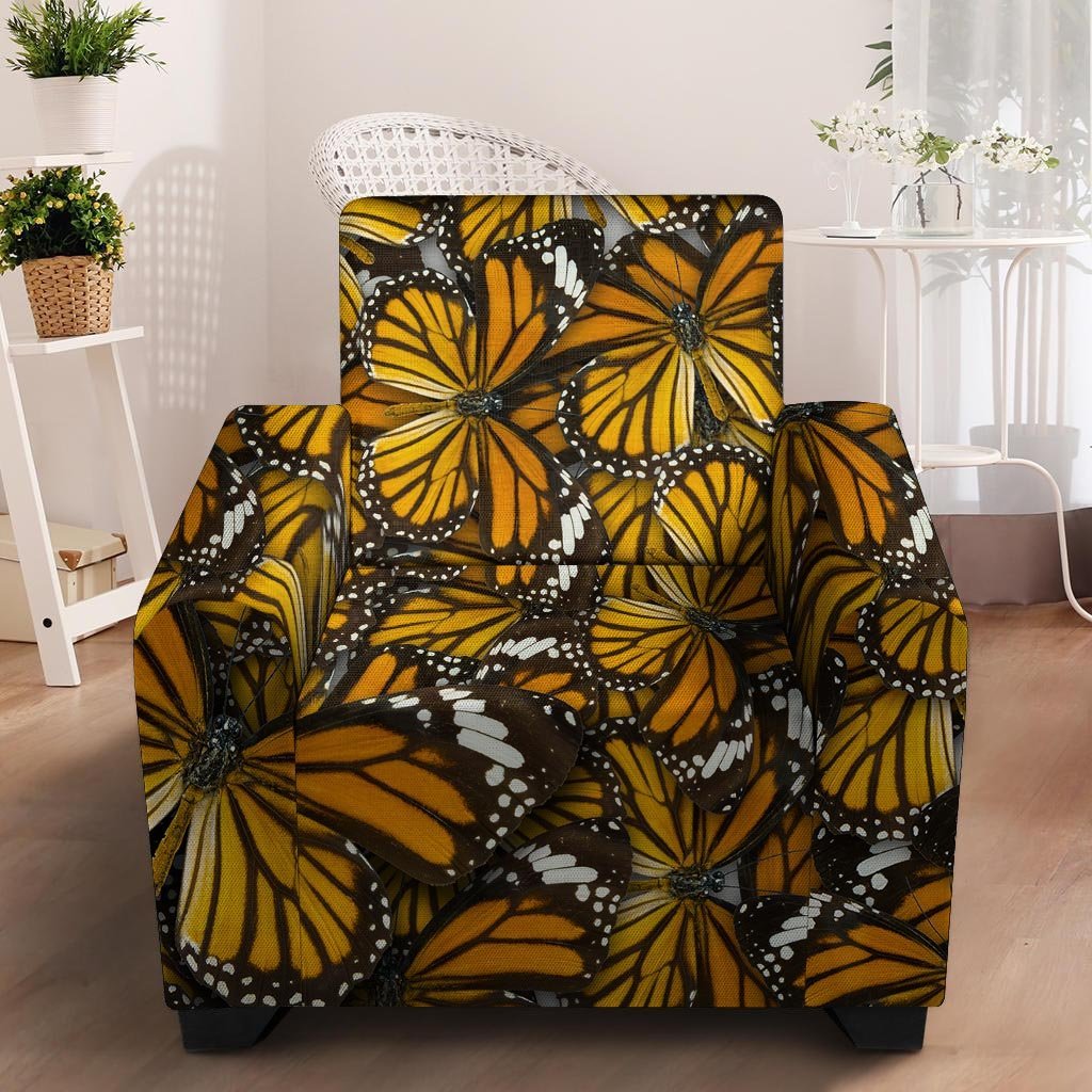 Monarch Butterfly Pattern Print Armchair Cover-grizzshop