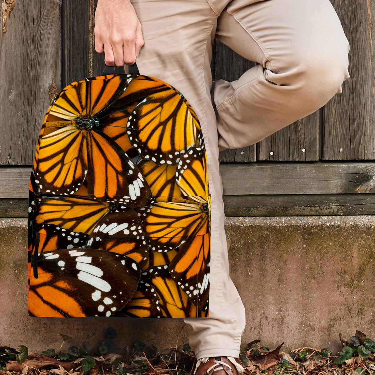 Monarch Butterfly Pattern Print Backpack-grizzshop