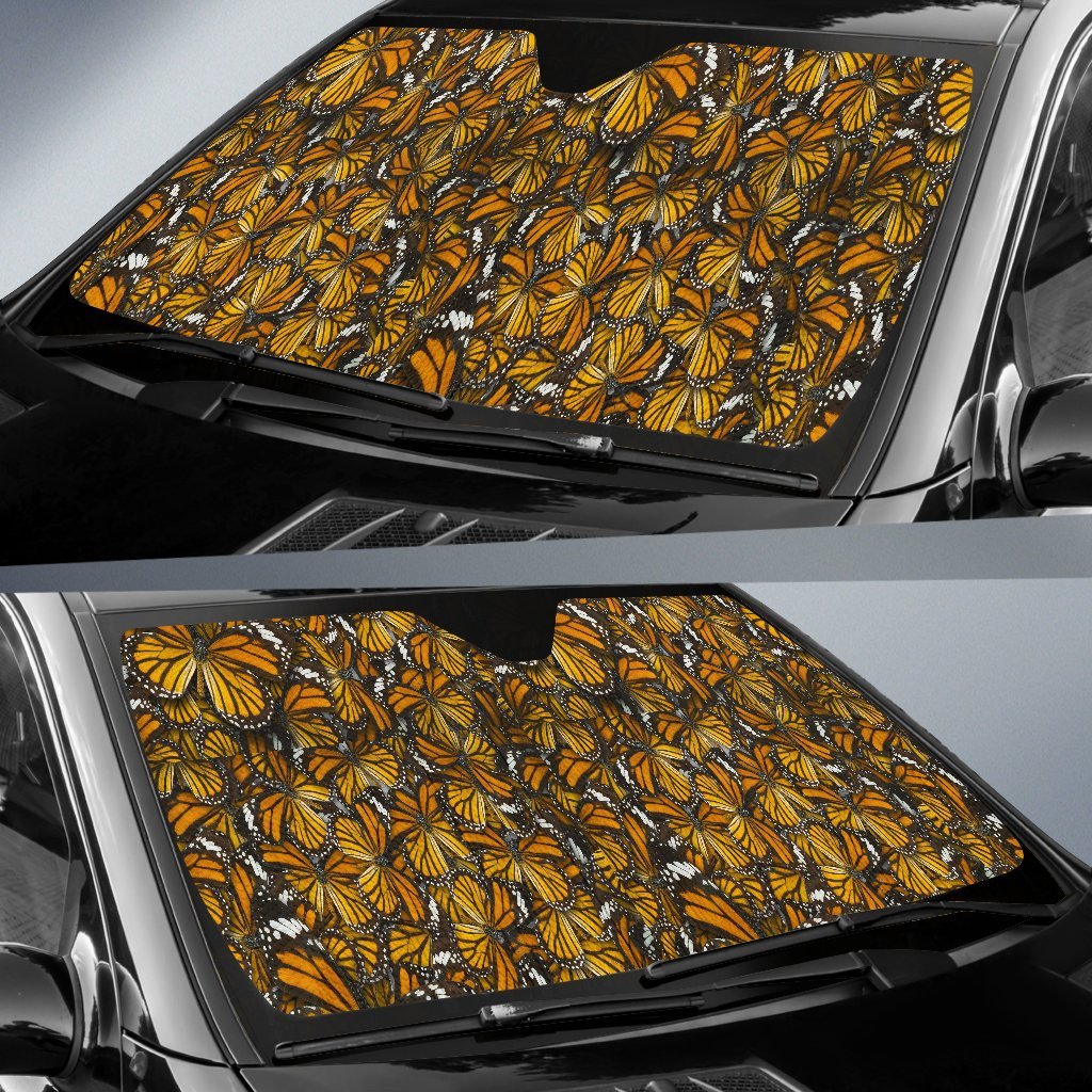 Monarch Butterfly Pattern Print Car Sun Shade-grizzshop