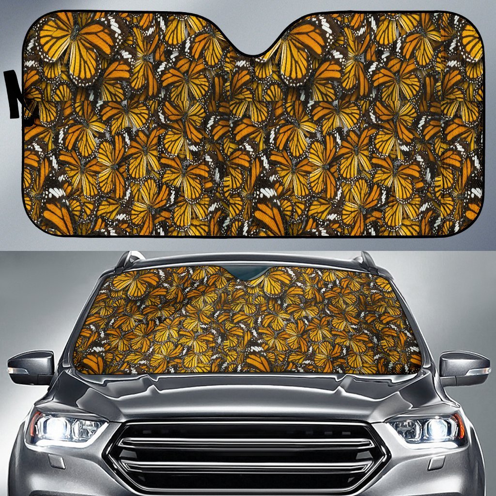 Monarch Butterfly Pattern Print Car Sun Shade-grizzshop