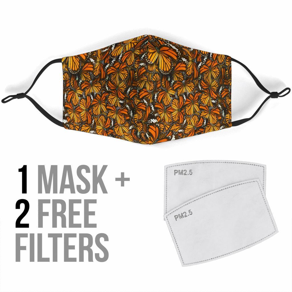 Monarch Butterfly Pattern Print Face Mask-grizzshop