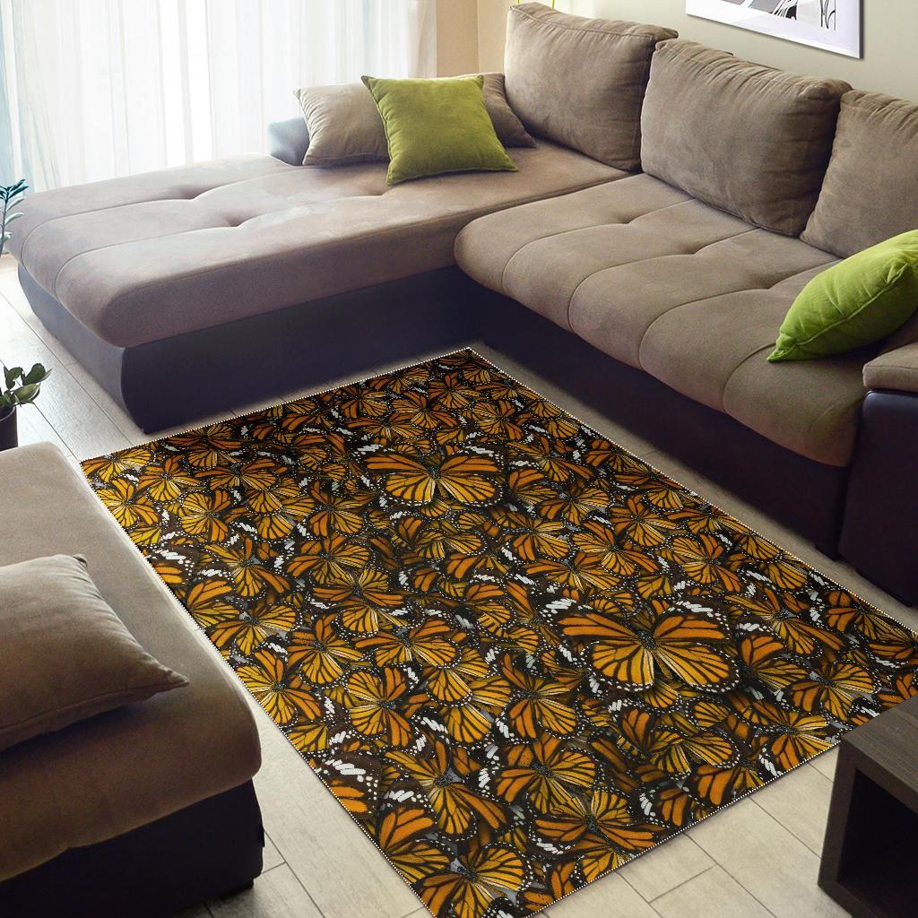 Monarch Butterfly Pattern Print Floor Mat-grizzshop