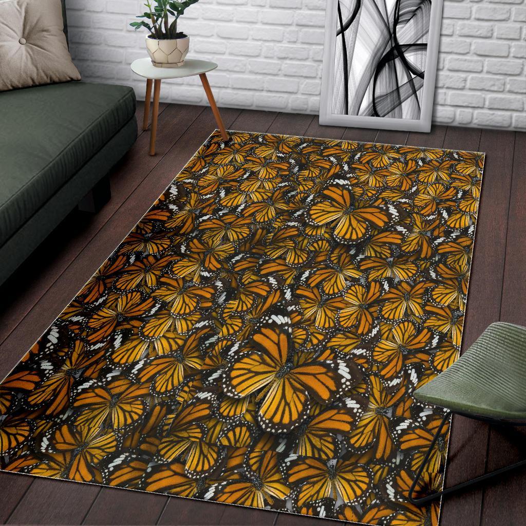 Monarch Butterfly Pattern Print Floor Mat-grizzshop