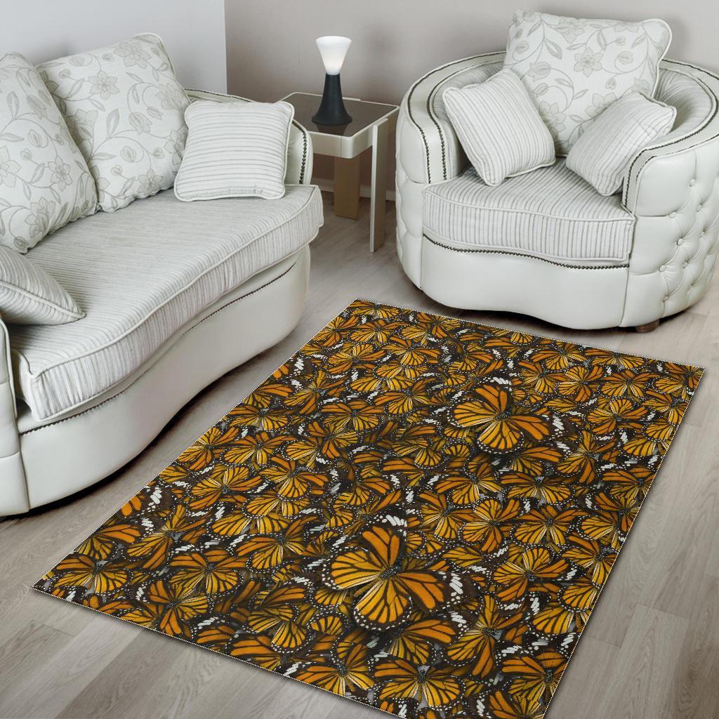 Monarch Butterfly Pattern Print Floor Mat-grizzshop