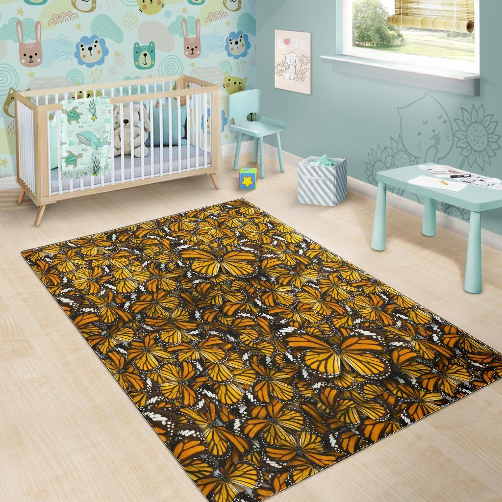 Monarch Butterfly Pattern Print Floor Mat-grizzshop