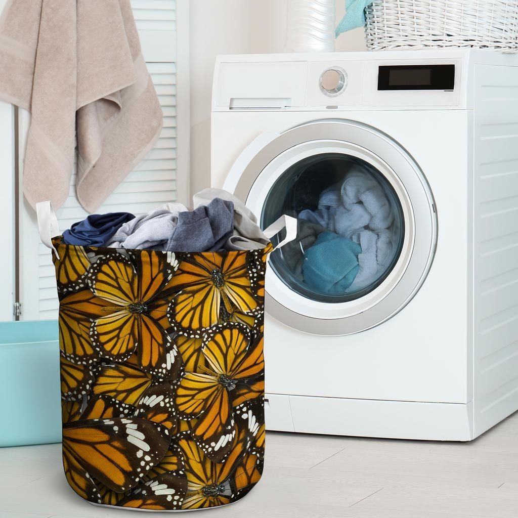 Monarch Butterfly Pattern Print Laundry Basket-grizzshop