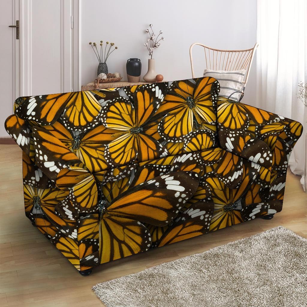 Monarch Butterfly Pattern Print Loveseat Cover-grizzshop