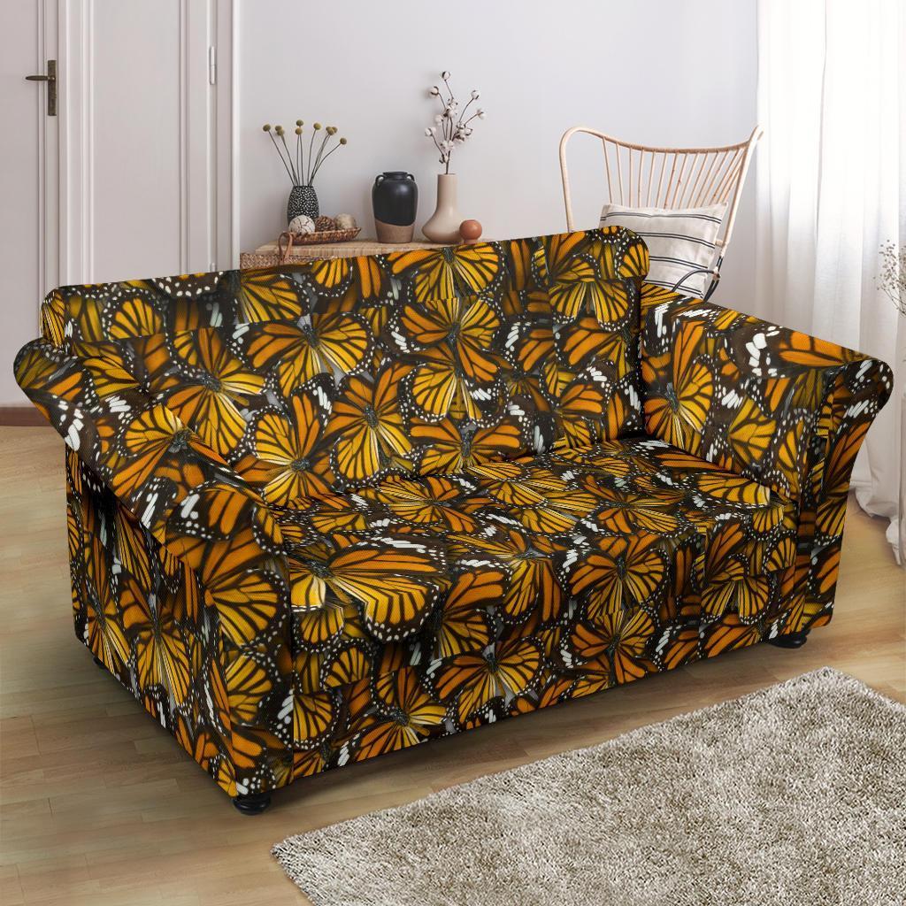 Monarch Butterfly Pattern Print Loveseat Cover-grizzshop