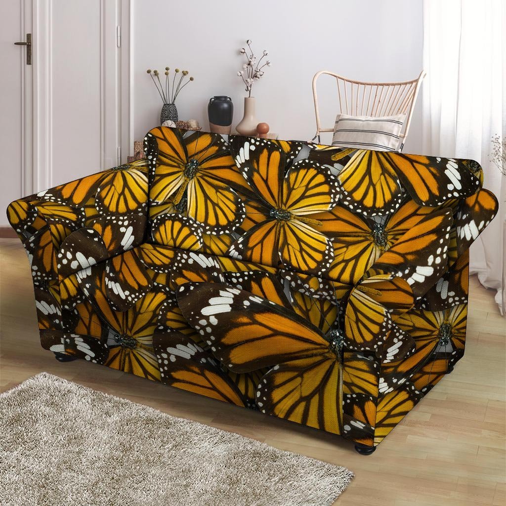 Monarch Butterfly Pattern Print Loveseat Cover-grizzshop