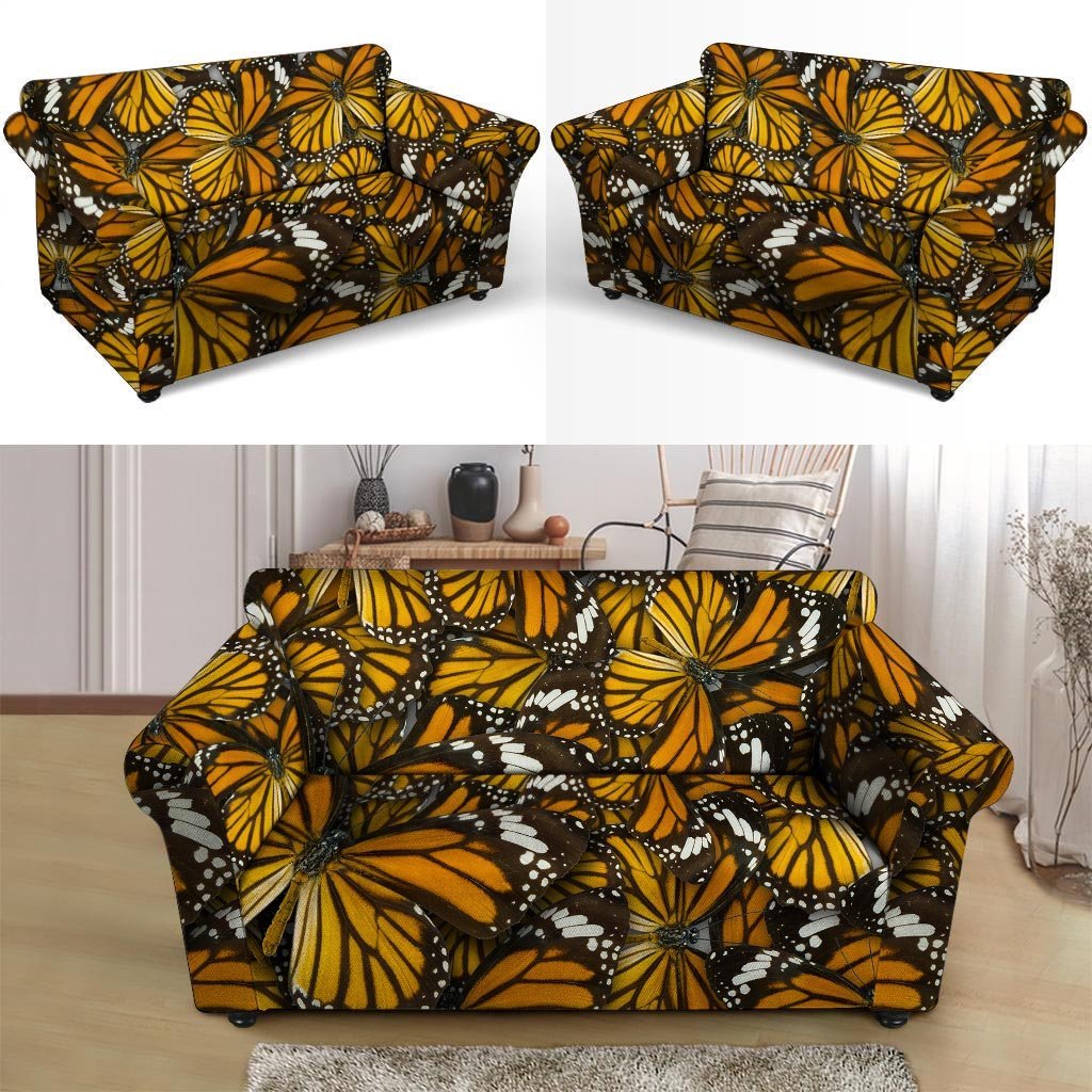 Monarch Butterfly Pattern Print Loveseat Cover-grizzshop