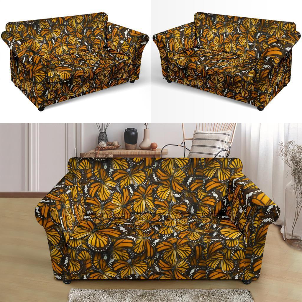 Monarch Butterfly Pattern Print Loveseat Cover-grizzshop