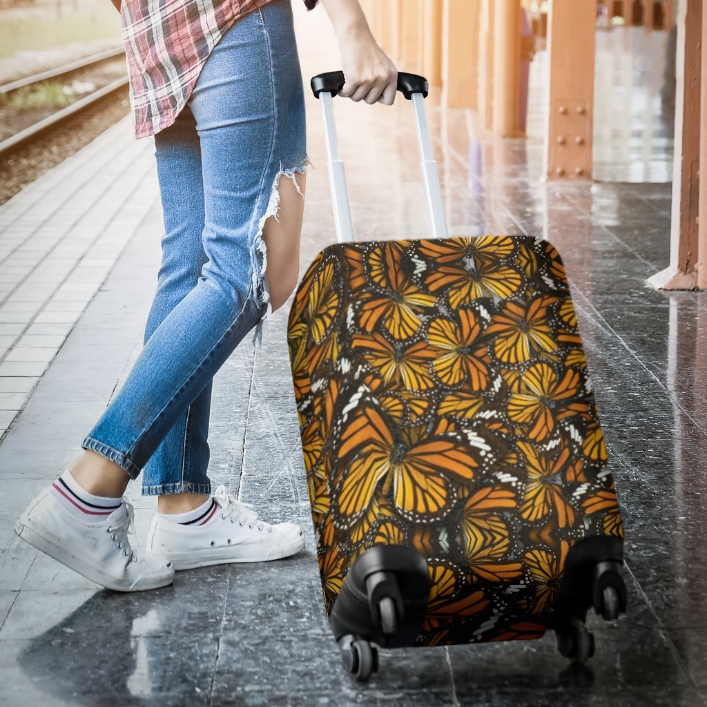 Monarch Butterfly Pattern Print Luggage Cover Protector-grizzshop