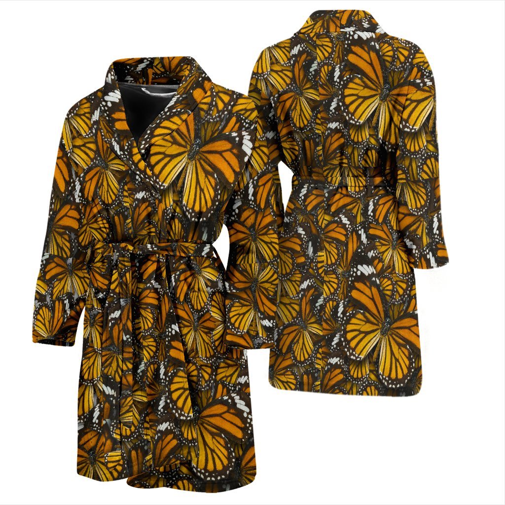 Monarch Butterfly Pattern Print Men Long Robe-grizzshop