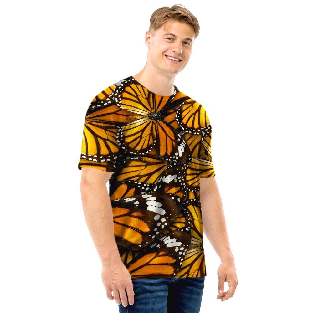 Monarch Butterfly Pattern Print Men T Shirt-grizzshop