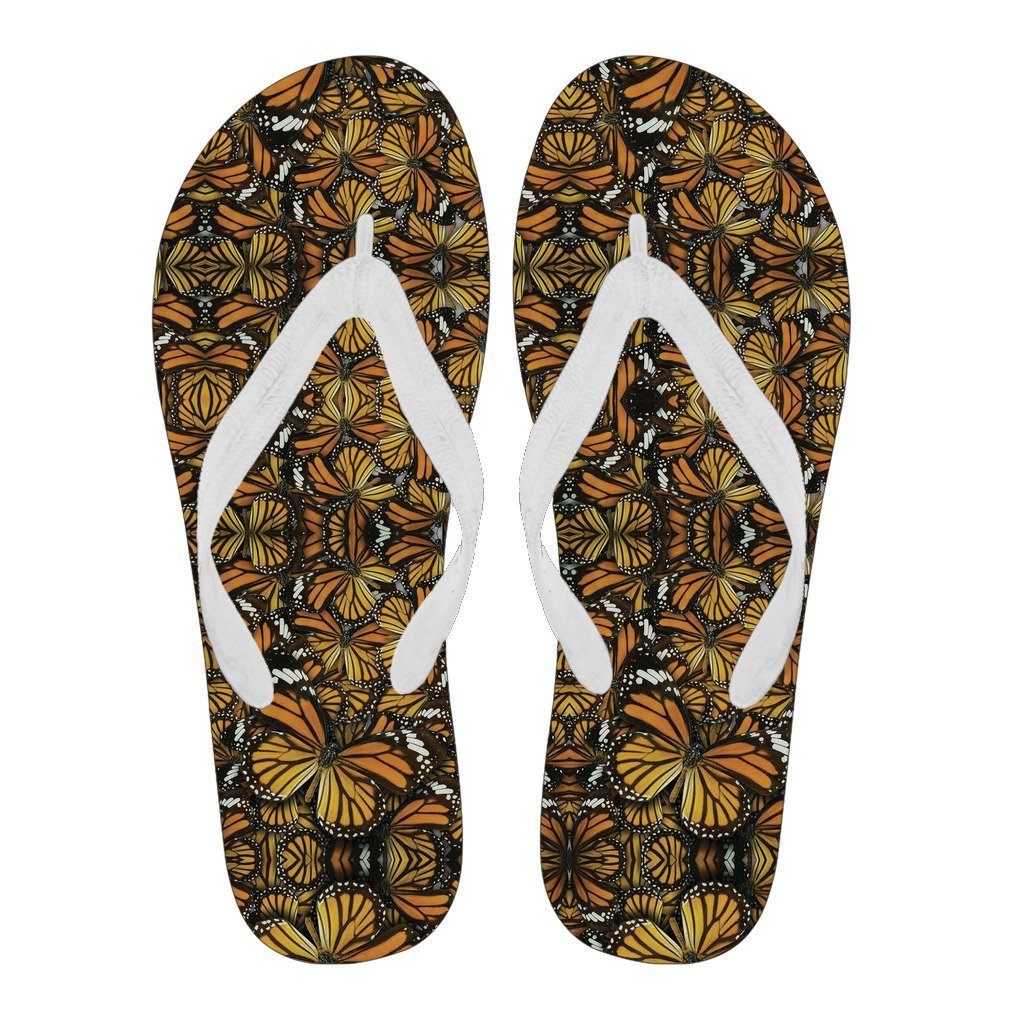 Monarch Butterfly Pattern Print Men & Women Flip Flops-grizzshop