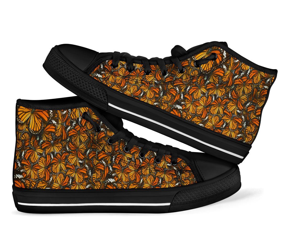 Monarch Butterfly Pattern Print Men Women's High Top Shoes-grizzshop