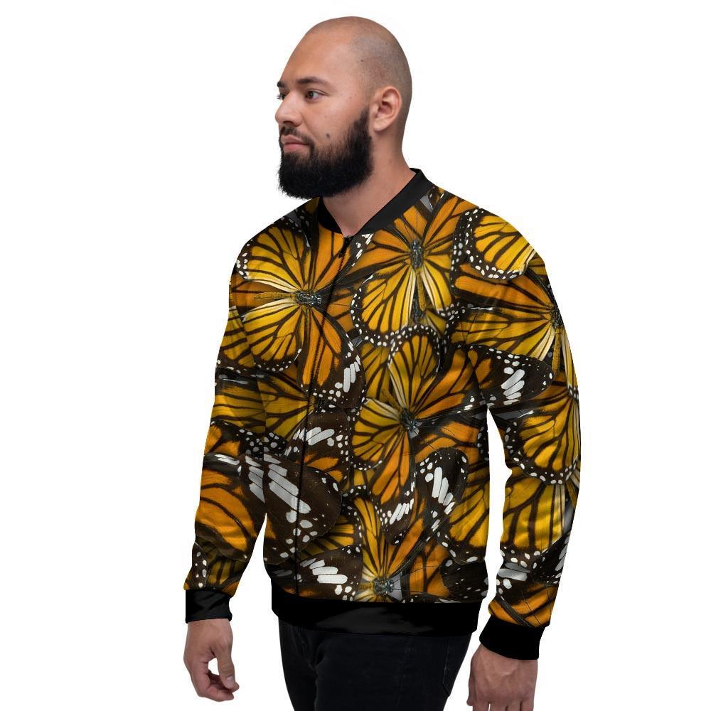 Monarch Butterfly Pattern Print Men's Bomber Jacket-grizzshop