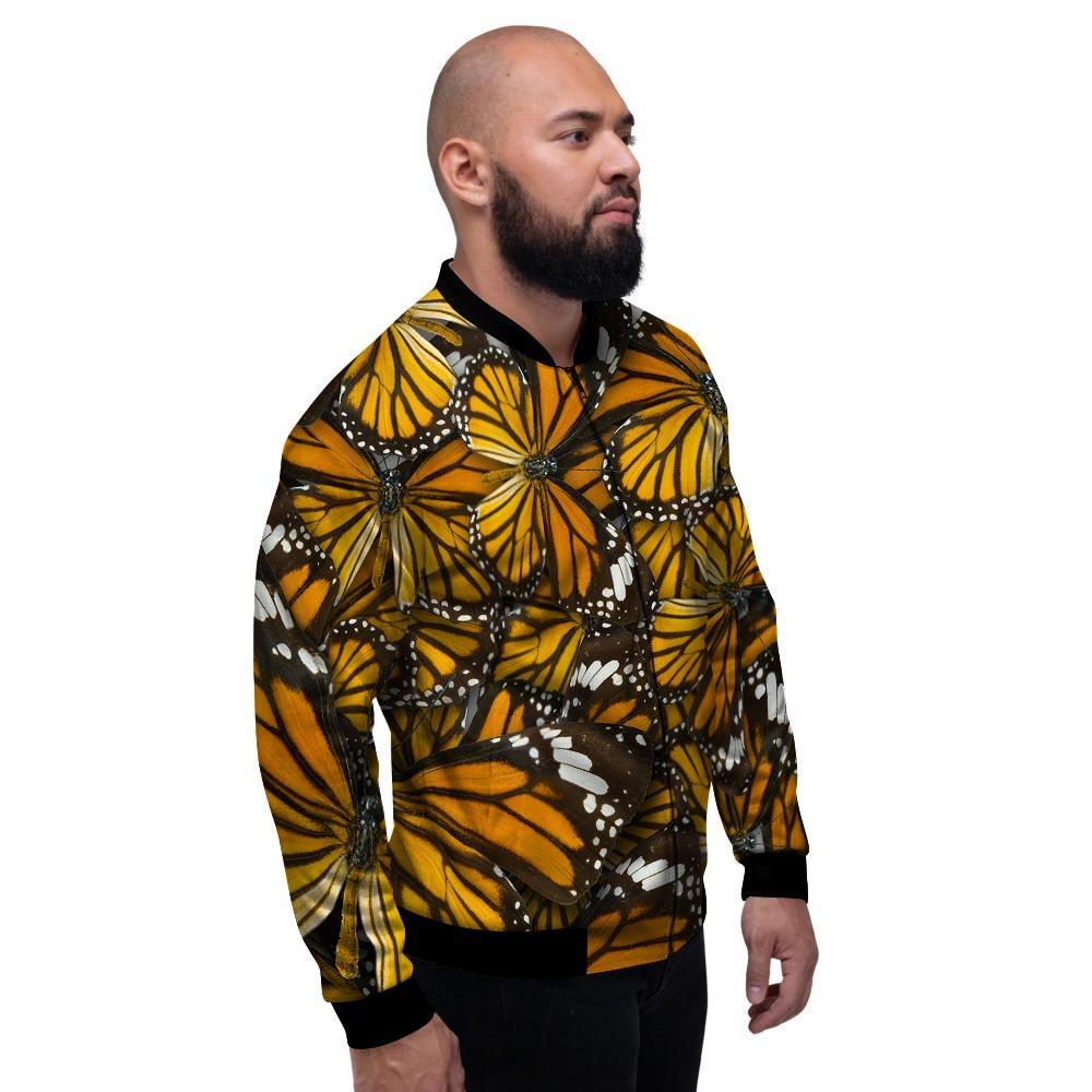 Monarch Butterfly Pattern Print Men's Bomber Jacket-grizzshop