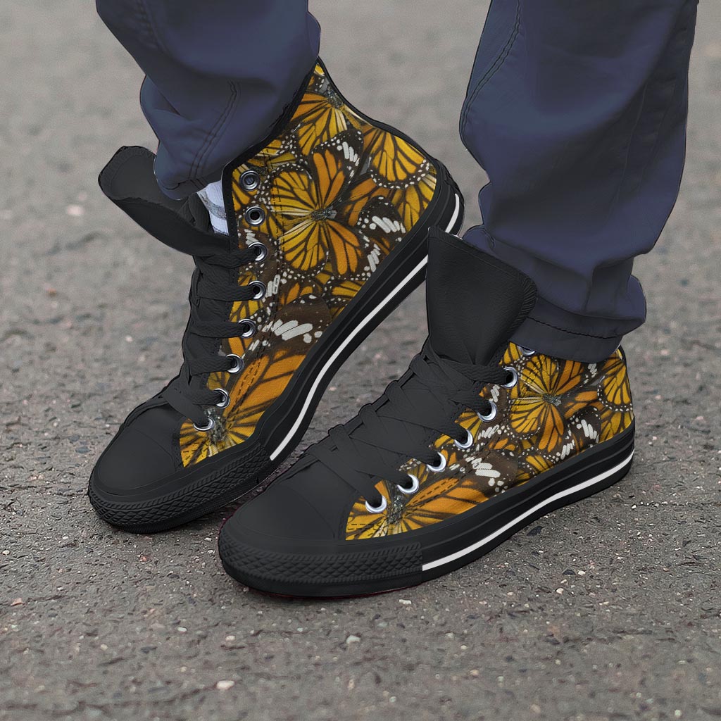 Monarch Butterfly Pattern Print Men's High Top Shoes-grizzshop