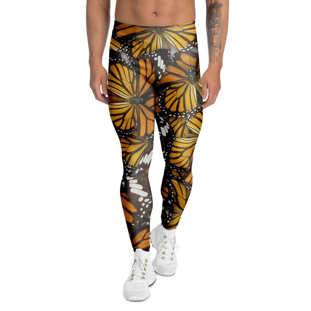 Monarch Butterfly Pattern Print Men's Leggings-grizzshop