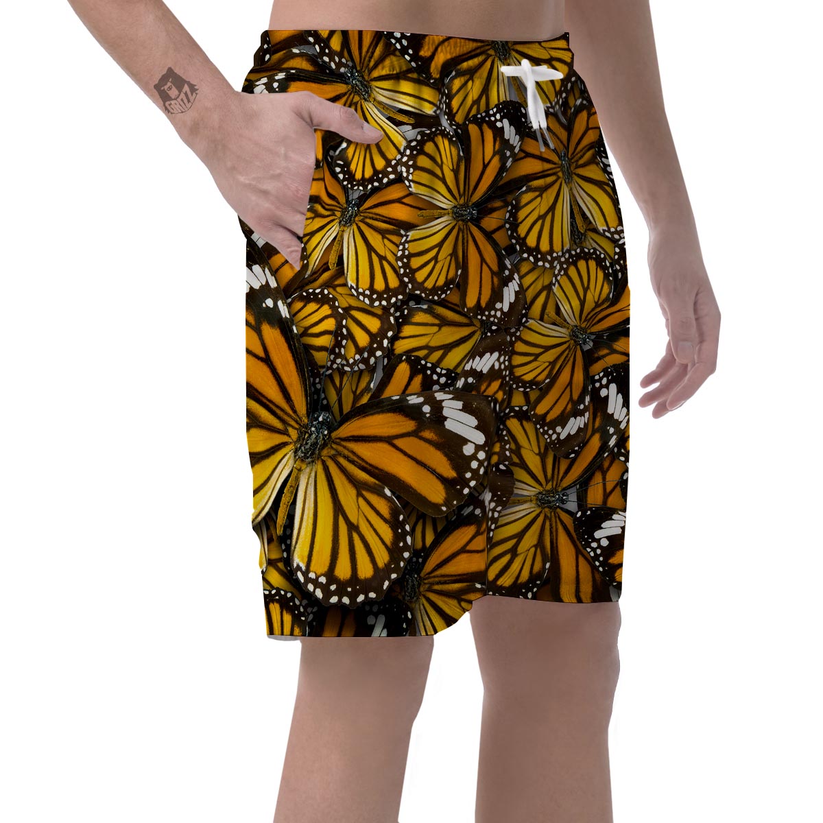 Monarch Butterfly Pattern Print Men's Shorts-grizzshop