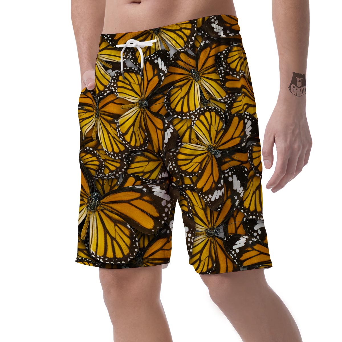 Monarch Butterfly Pattern Print Men's Shorts-grizzshop