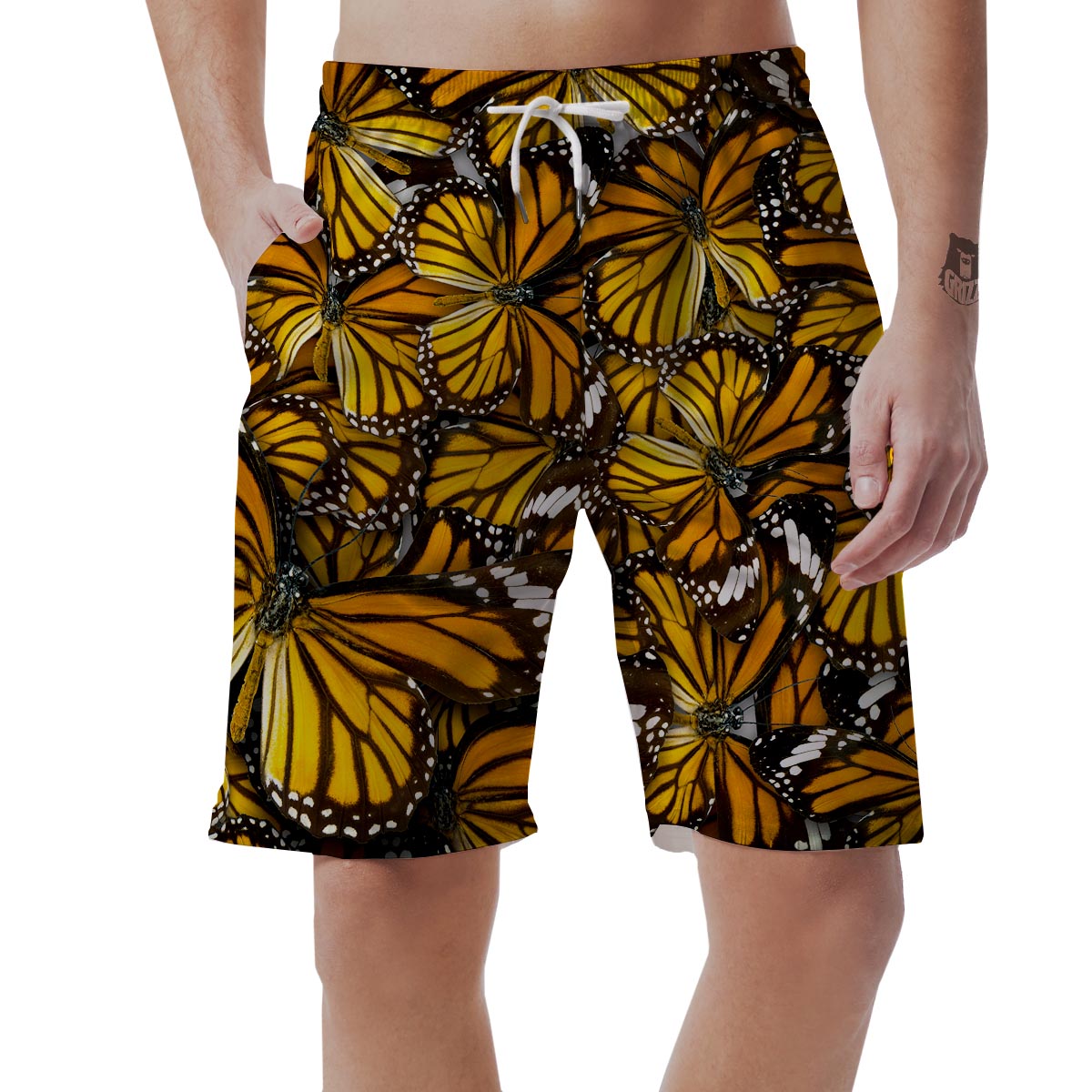 Monarch Butterfly Pattern Print Men's Shorts-grizzshop