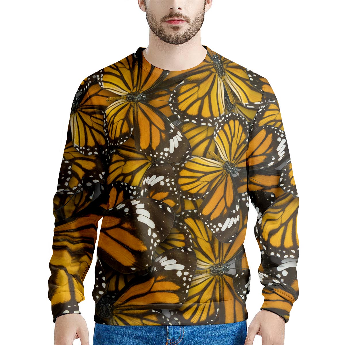 Monarch Butterfly Pattern Print Men's Sweatshirt-grizzshop