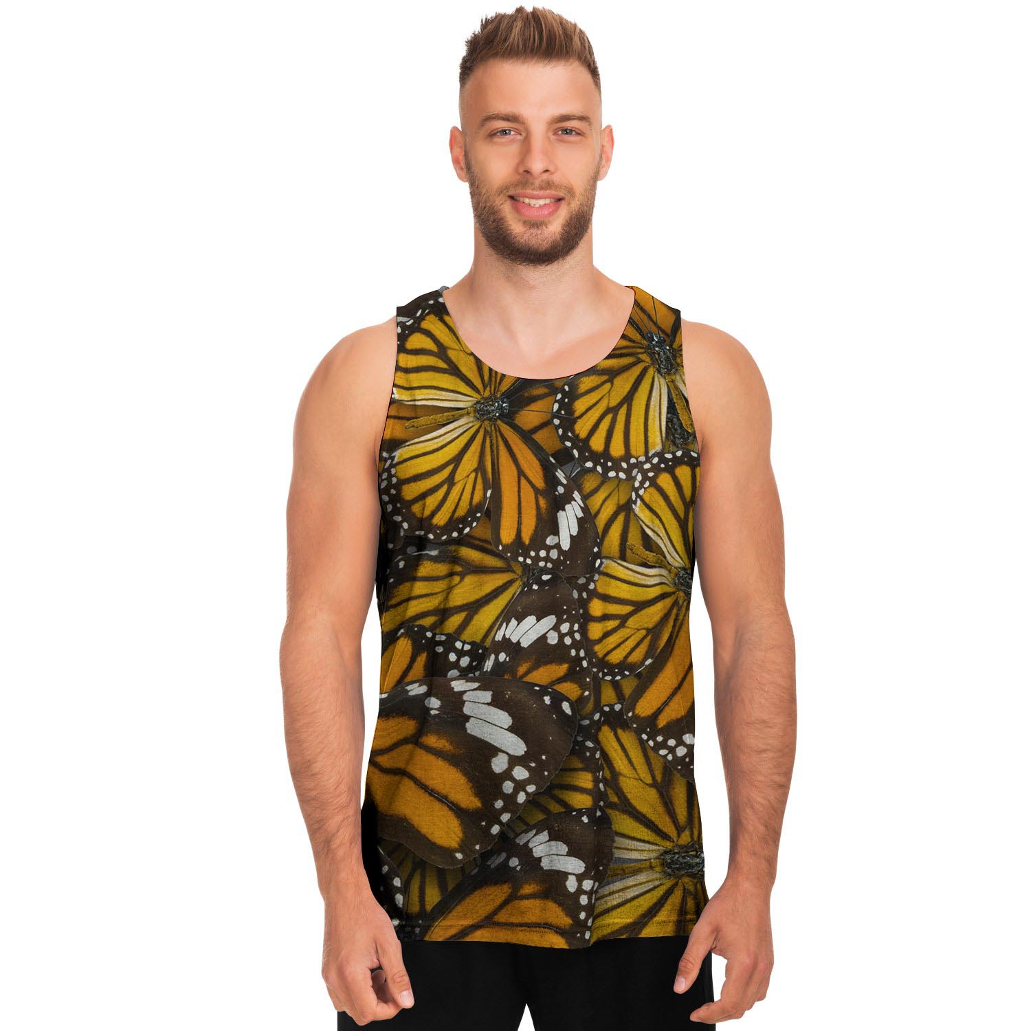 Monarch Butterfly Pattern Print Men's Tank Tops-grizzshop