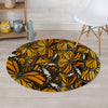 Monarch Butterfly Pattern Print Round Rug-grizzshop