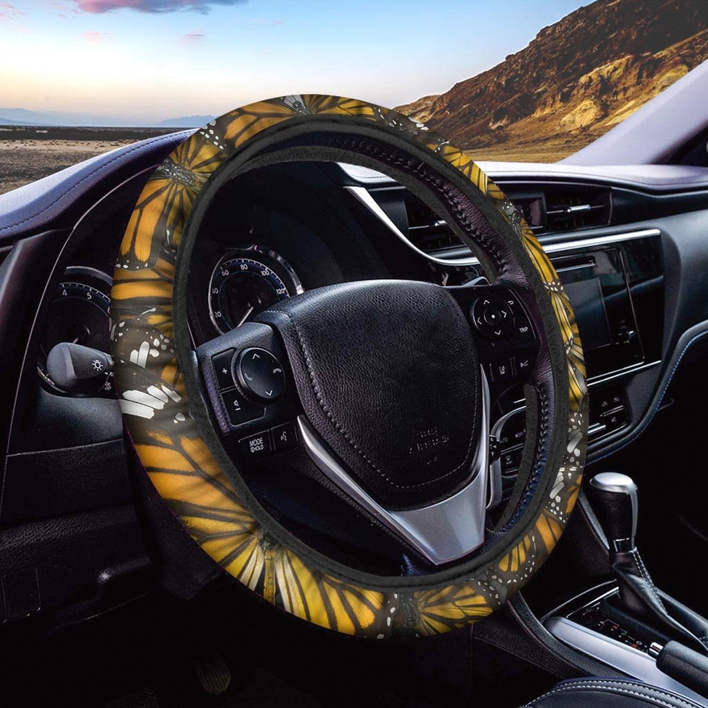 Monarch Butterfly Pattern Print Steering Wheel Cover-grizzshop