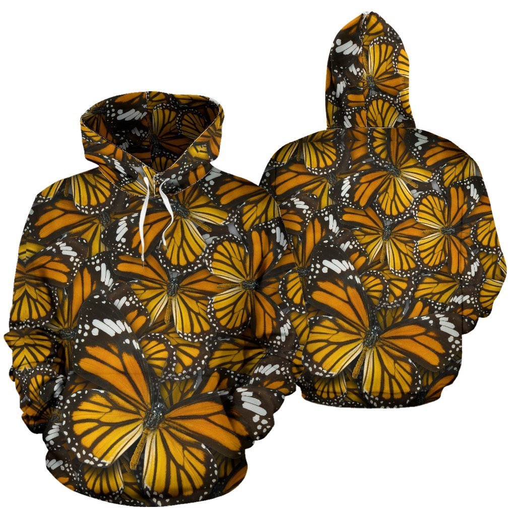 Monarch Butterfly Pattern Print Women Men Pullover Hoodie-grizzshop