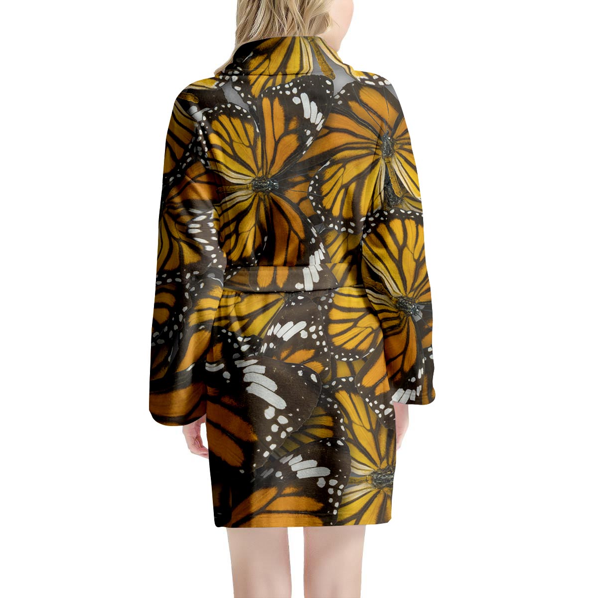 Monarch Butterfly Pattern Print Women's Robe-grizzshop