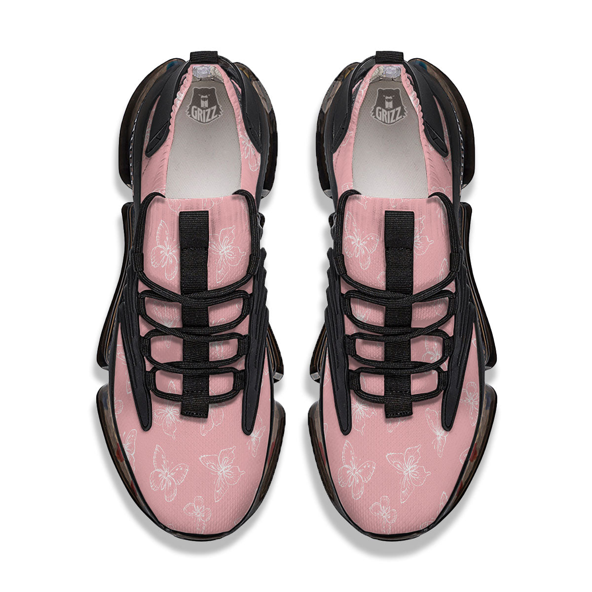 Monarch Butterfly Pink Print Pattern Black Gym Shoes-grizzshop
