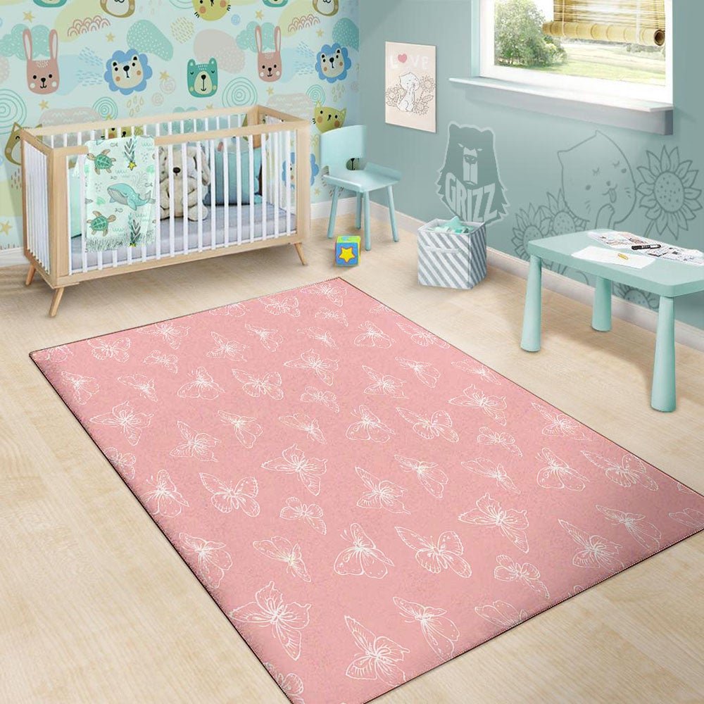 Monarch Butterfly Pink Print Pattern Floor Mat-grizzshop