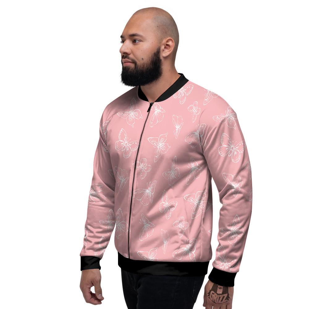 Monarch Butterfly Pink Print Pattern Men's Bomber Jacket-grizzshop