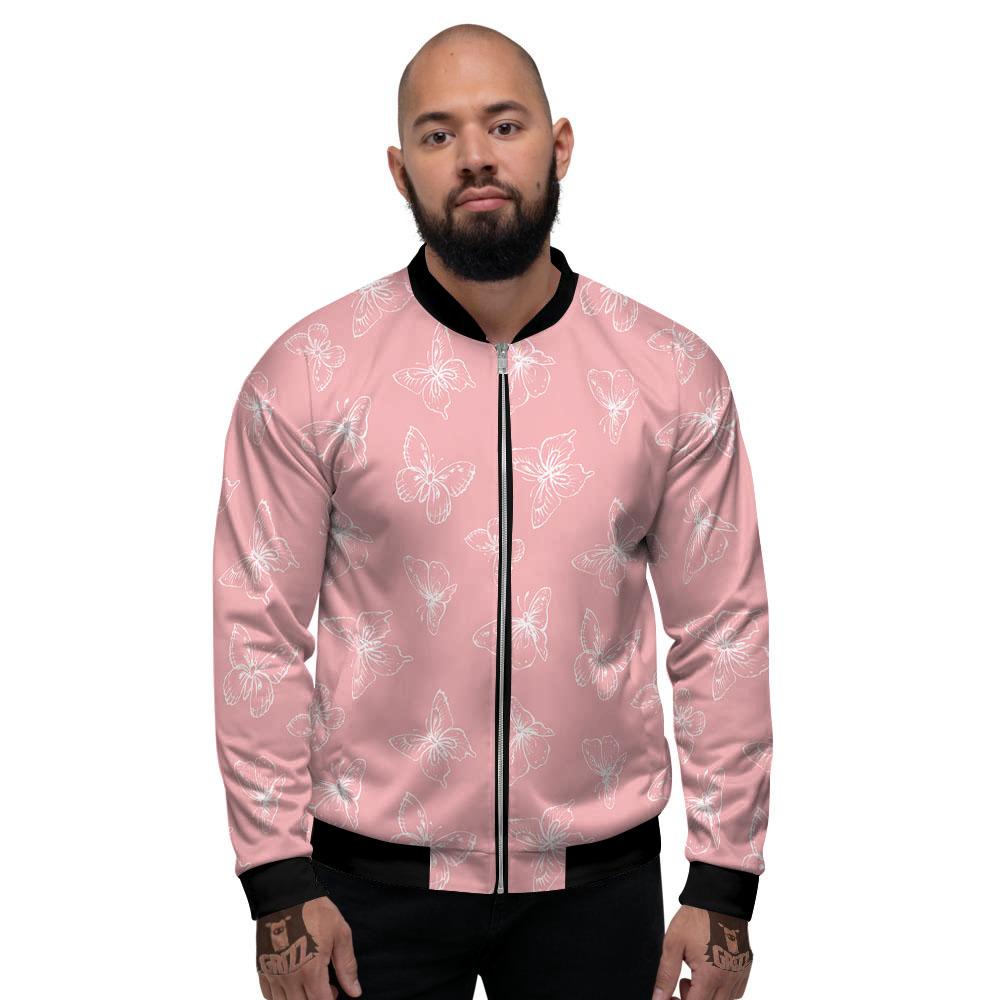 Monarch Butterfly Pink Print Pattern Men's Bomber Jacket-grizzshop