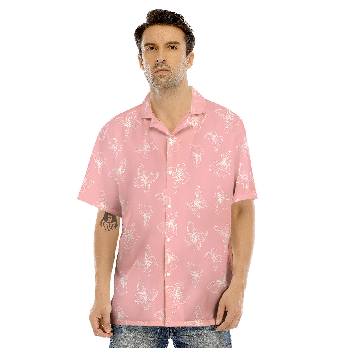 Monarch Butterfly Pink Print Pattern Men's Hawaiian Shirt-grizzshop