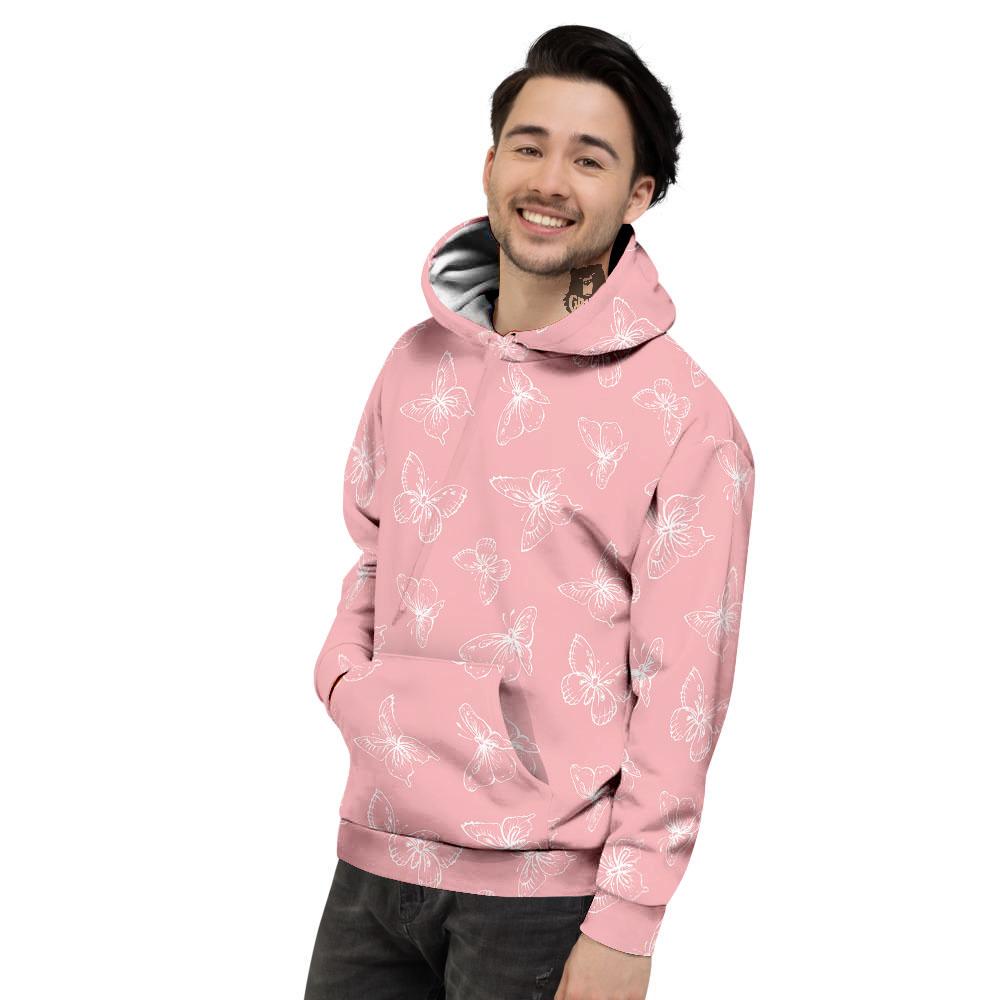 Monarch Butterfly Pink Print Pattern Men's Hoodie-grizzshop