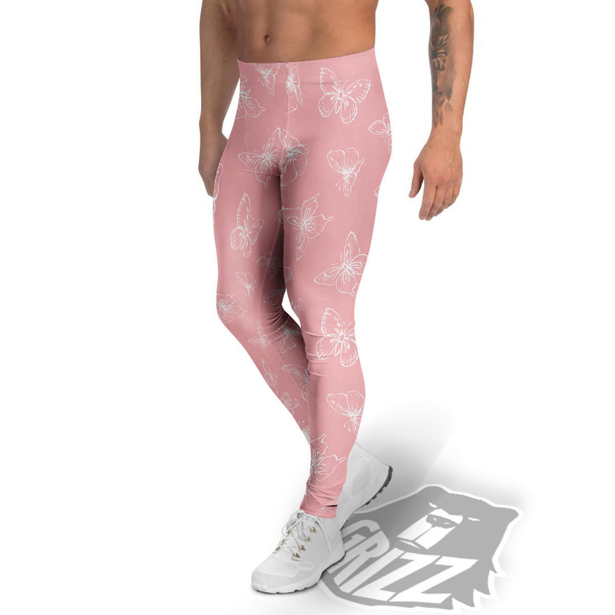 Monarch Butterfly Pink Print Pattern Men's Leggings-grizzshop