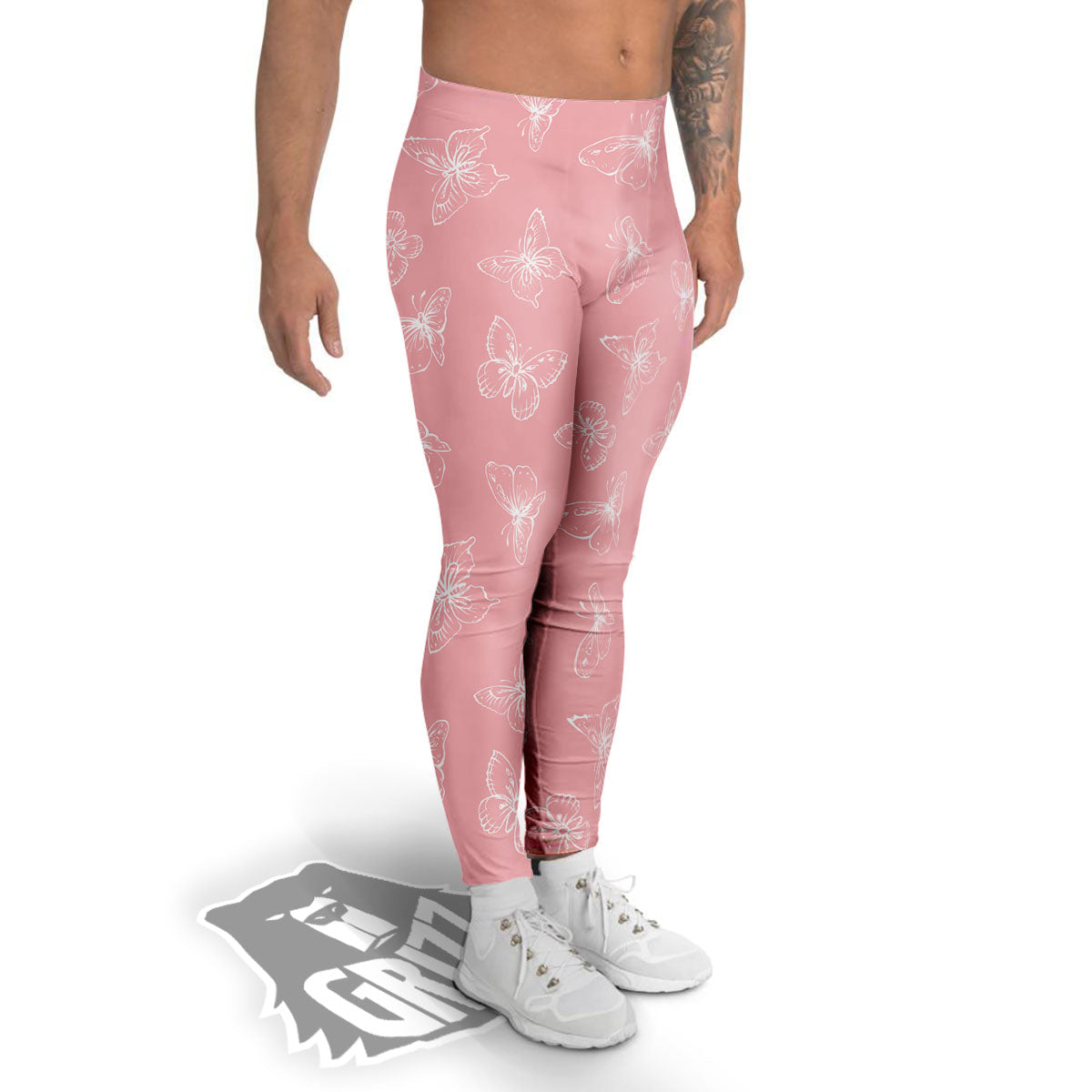 Monarch Butterfly Pink Print Pattern Men's Leggings-grizzshop