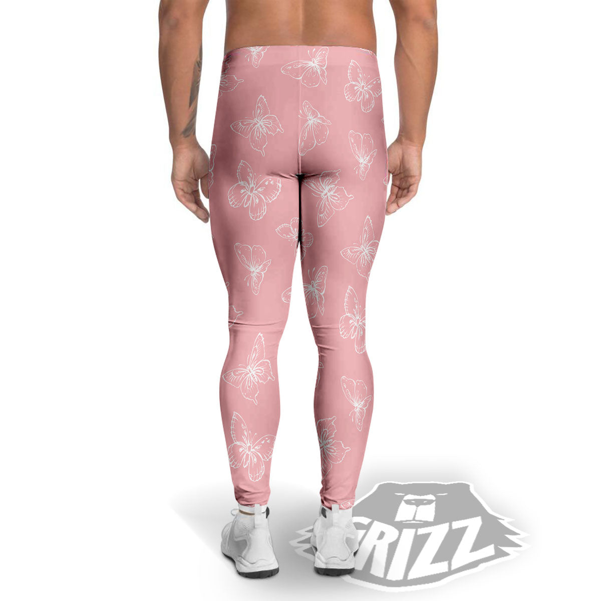 Monarch Butterfly Pink Print Pattern Men's Leggings-grizzshop