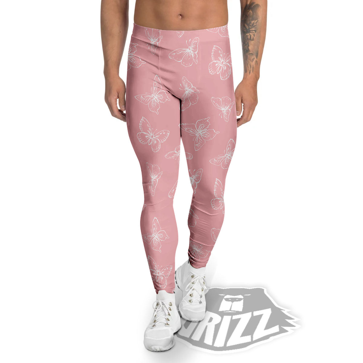Monarch Butterfly Pink Print Pattern Men's Leggings-grizzshop