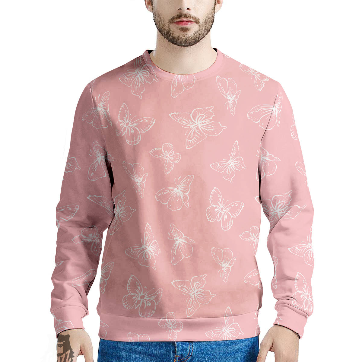 Monarch Butterfly Pink Print Pattern Men's Sweatshirt-grizzshop