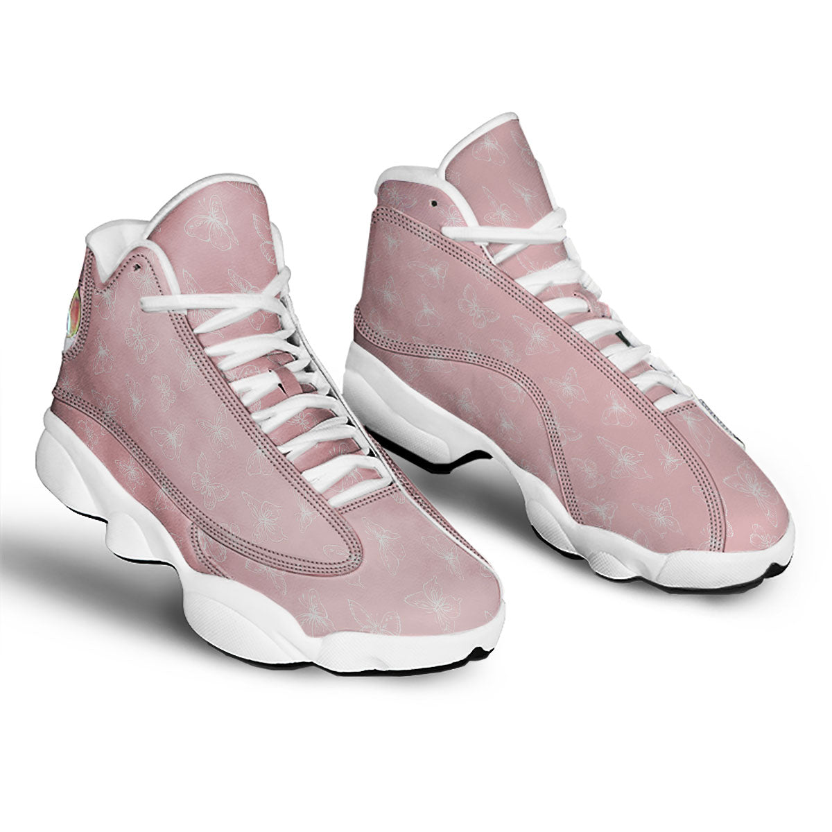 Monarch Butterfly Pink Print Pattern White Basketball Shoes-grizzshop
