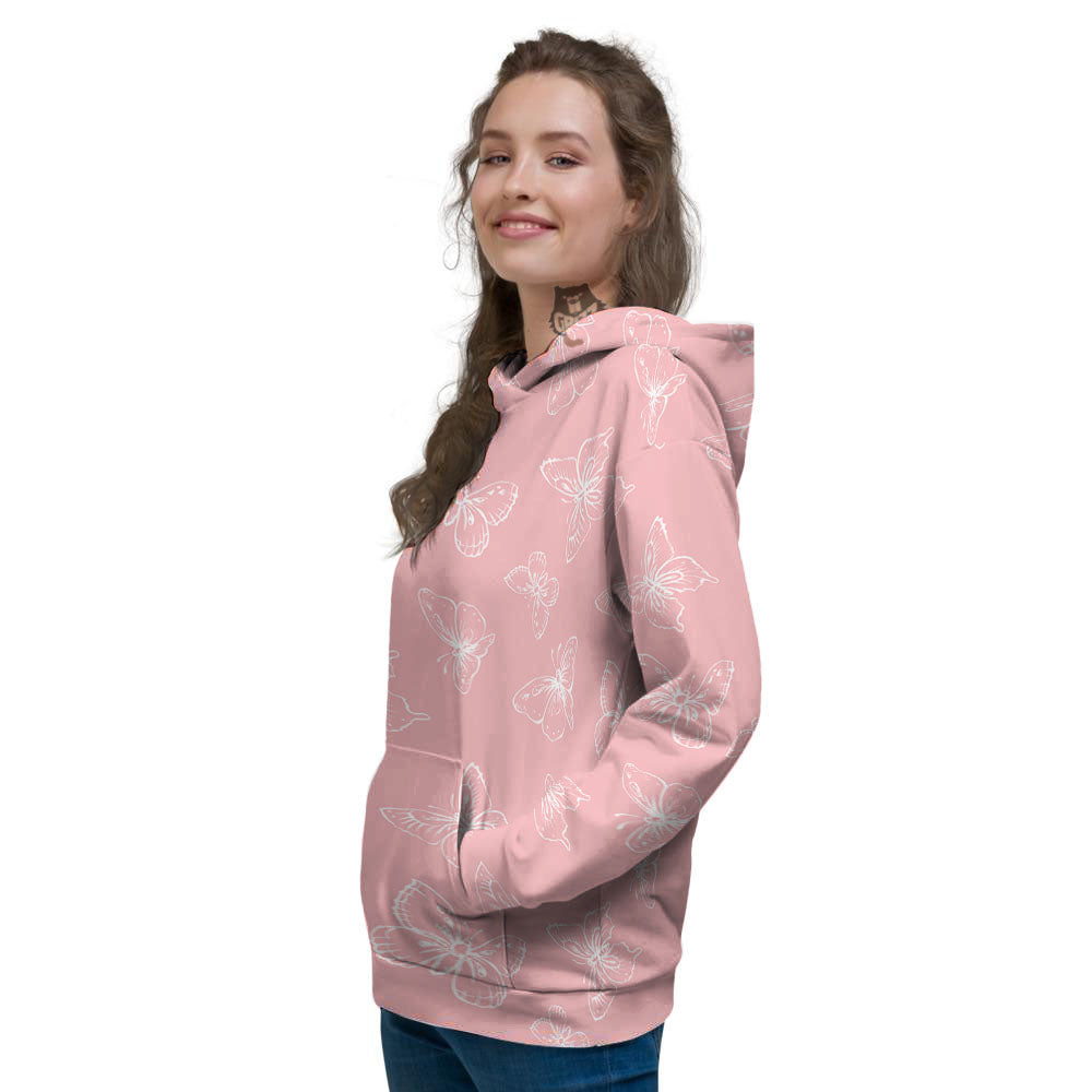 Monarch Butterfly Pink Print Pattern Women's Hoodie-grizzshop