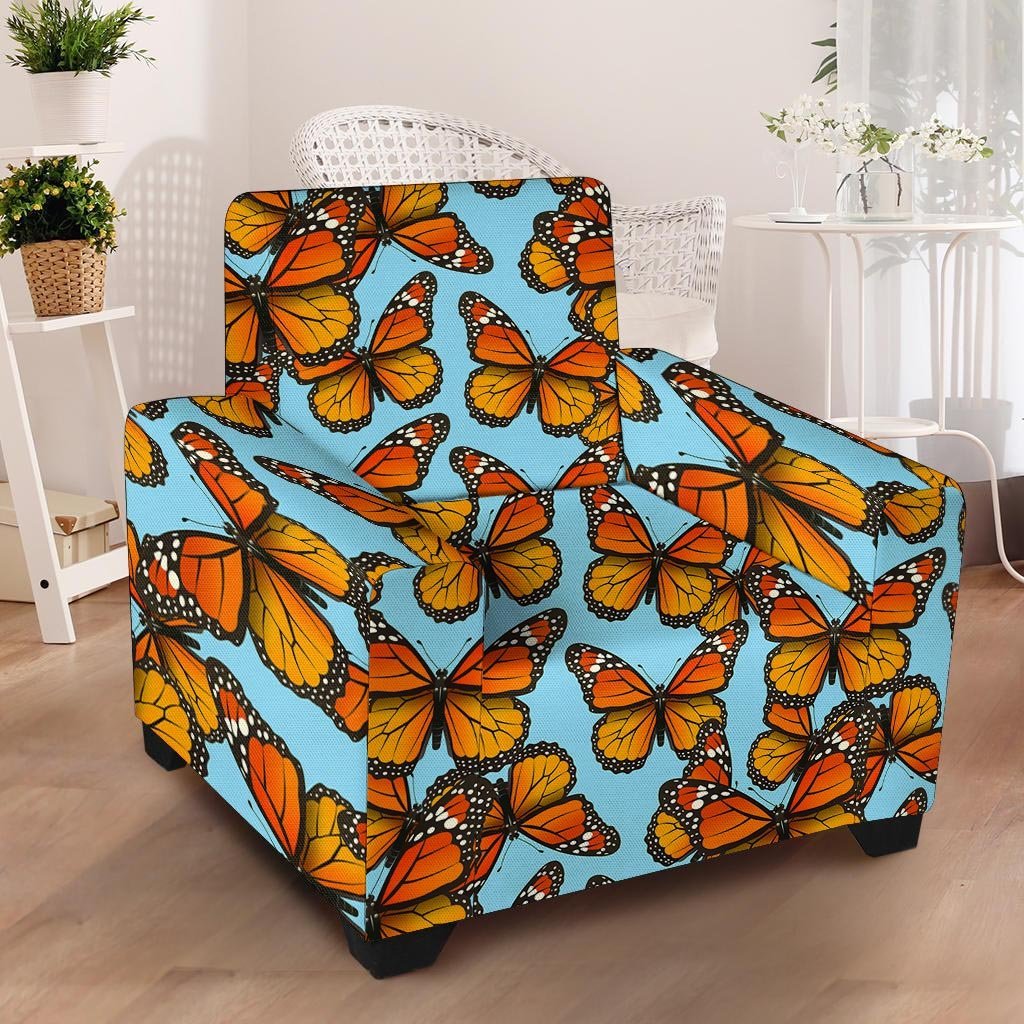 Monarch Butterfly Print Armchair Cover-grizzshop