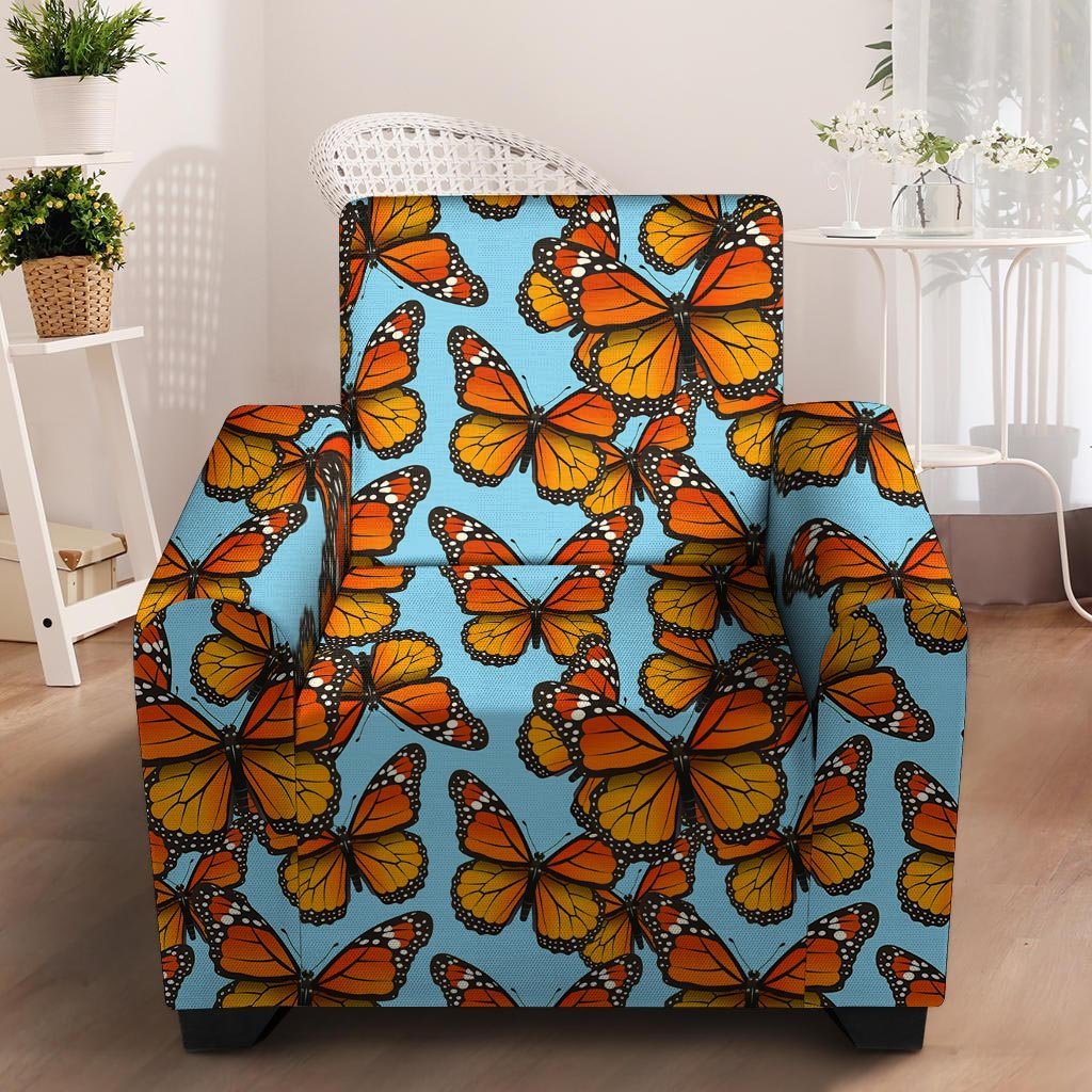 Monarch Butterfly Print Armchair Cover-grizzshop