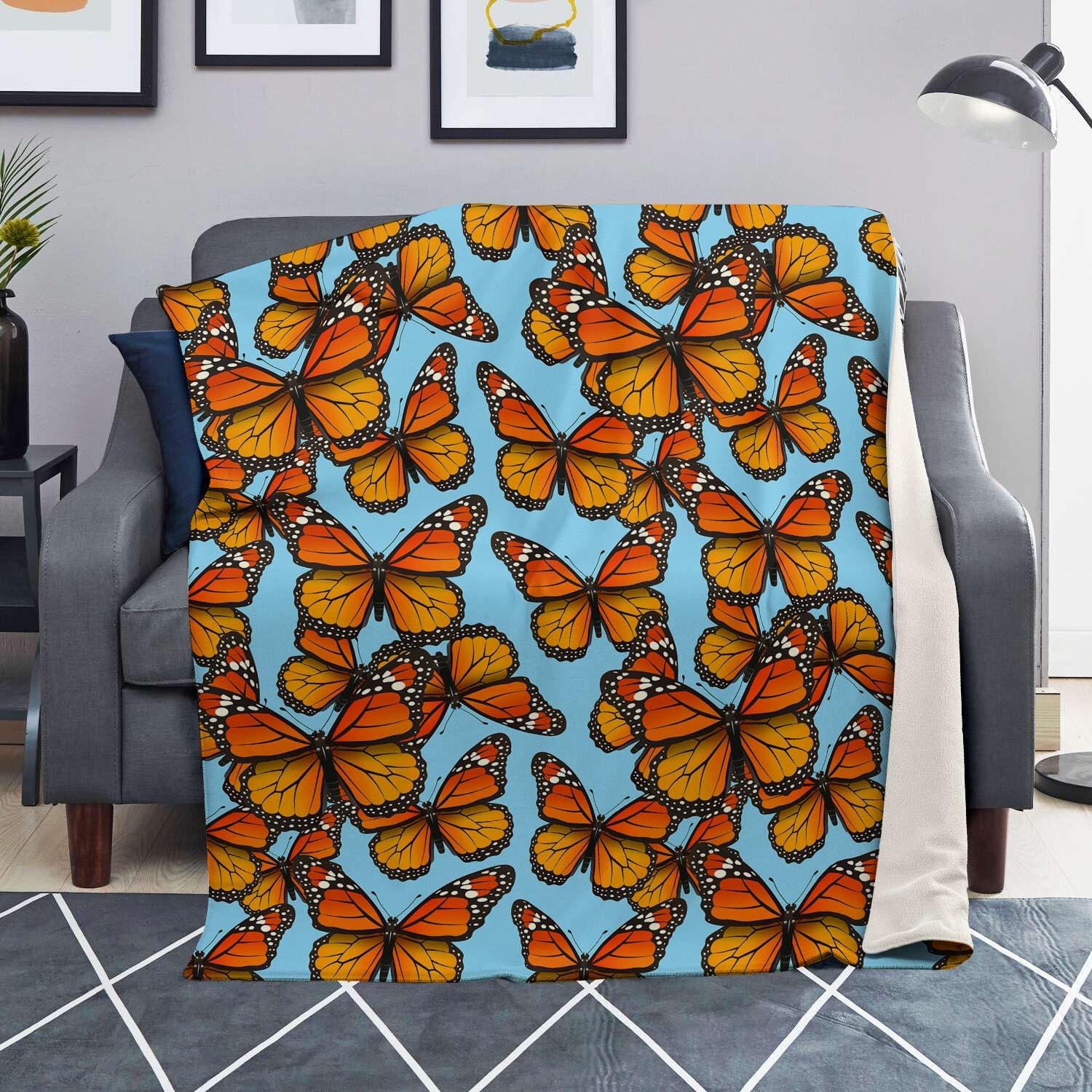 Monarch Butterfly Print Blanket-grizzshop